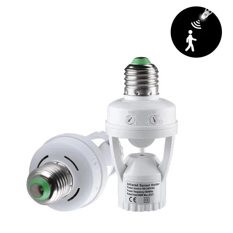 PIR Body Sensing Smart light bulb switch 360-degree Motion sensor 110V-240V LED E26/E27 Base bracket Socket Adapter Converter 360 degree ai face tracking gimbal stabilizer human tracking auto cameraman phone holder auto motion smart follow bracket