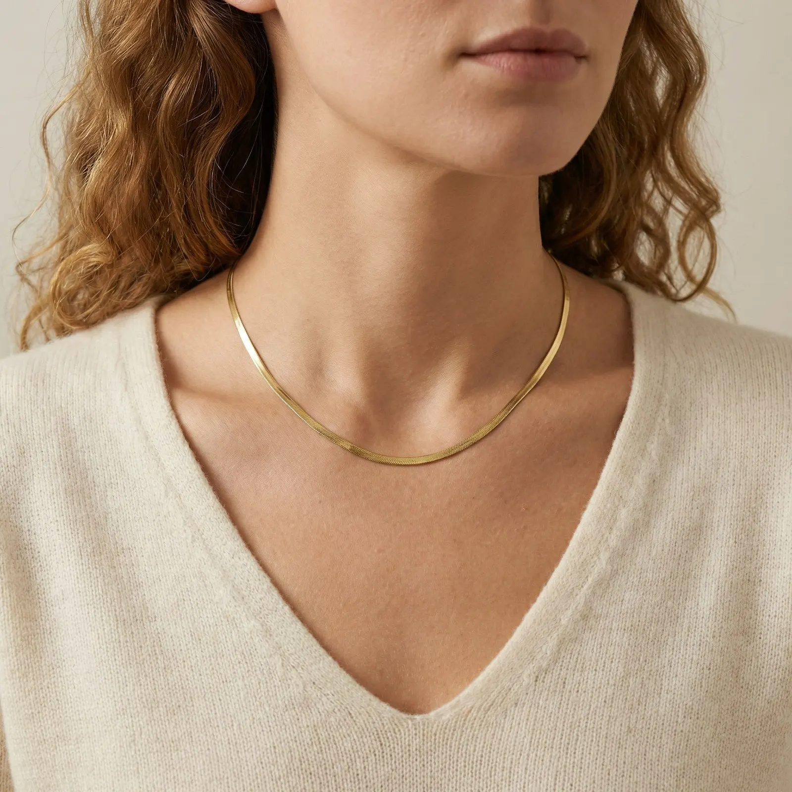 Vnox 18K Vergoldete Flache Schlangenkette, Edelstahl-Klingenkette, Antiallergischer Schmuck, Geschenk für Frauen und Mädchen