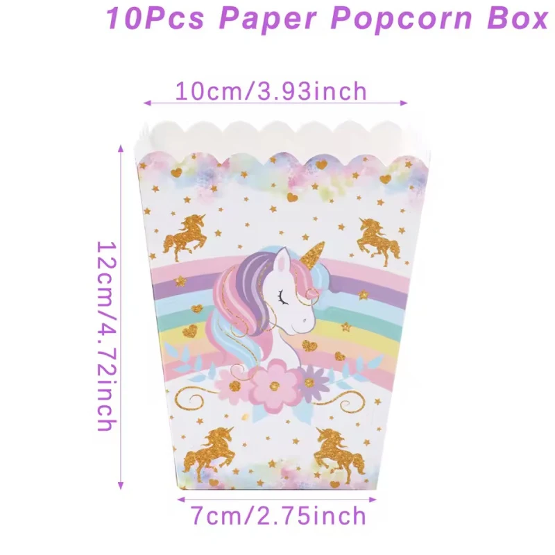 Neues Regenbogen-Einhorn Geburtstags-Dekorationsset Party-Zubehör Einhorn Happy Birthday Tischgeschirr-Set Teller Becher Ballons Party-Favors – Detail 12