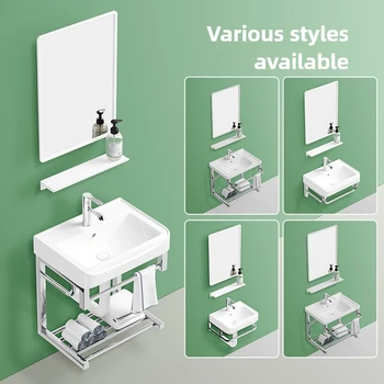 อ่างล้างหน้าเซรามิคตู้ผสมขนาดเล็ก Apartment ในครัวเรือนล้างหน้าอ่างล้างหน้าเดี่ยวห้องน้ําล้างตารางผนังระเบียง 1