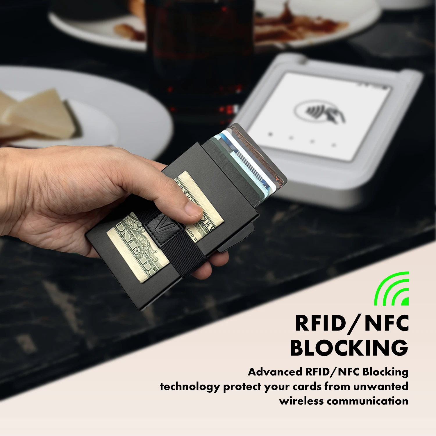 Sleek RFID Blocking Metal Wallet: Minimalist Pop-Up Card Design