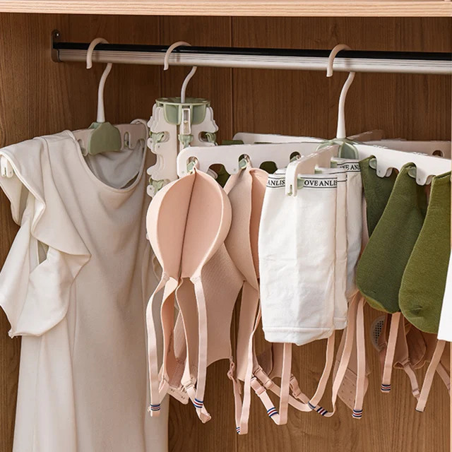 Utazás Hordozható, Összecsukható Függő Állvány Tartós Forgatható Fogas Klipekkel Szárító Törölközők Számára Babaruhák - Image 3