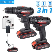 Cordless Drills Hand held Impact Drill Electric Tool Tuning Screwdriver   Lithium Ion Battery Bolt Driver 21V 25V