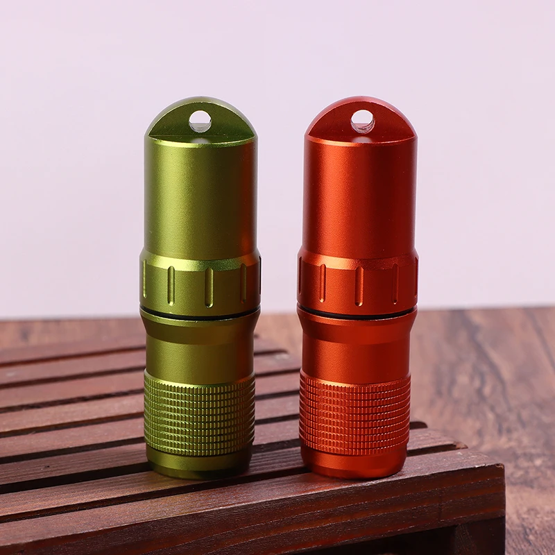 Portable Pill Case Waterproof EDC Container Capsule Airtight Aluminum Alloy Pill Bottle Keychain Travel Pill Holder Organsizer
