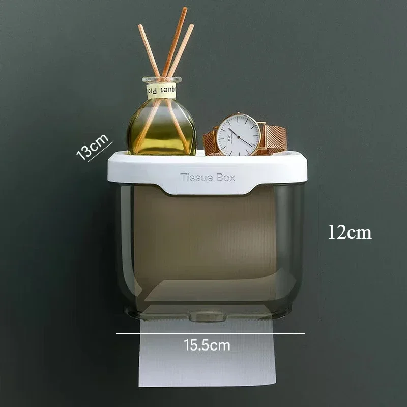 Tissue Holder Bathroom Bedroom Office Desk Wall Mounted Durable Waterproof Tissue Box