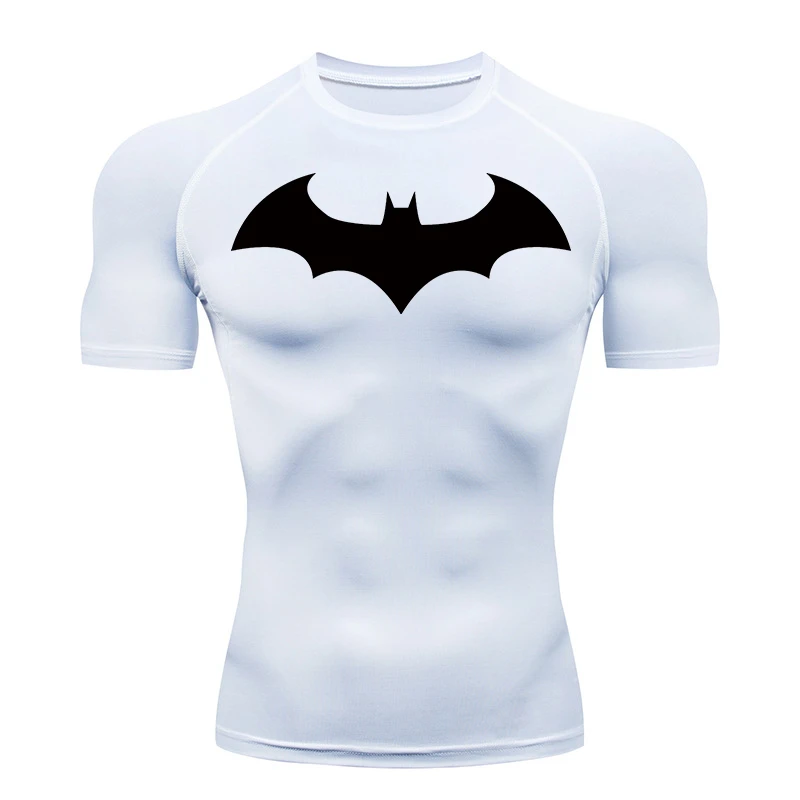Men's Bat Graphic Compression Short Sleeve Workout Shirt - Quick Dry Athletic Tee