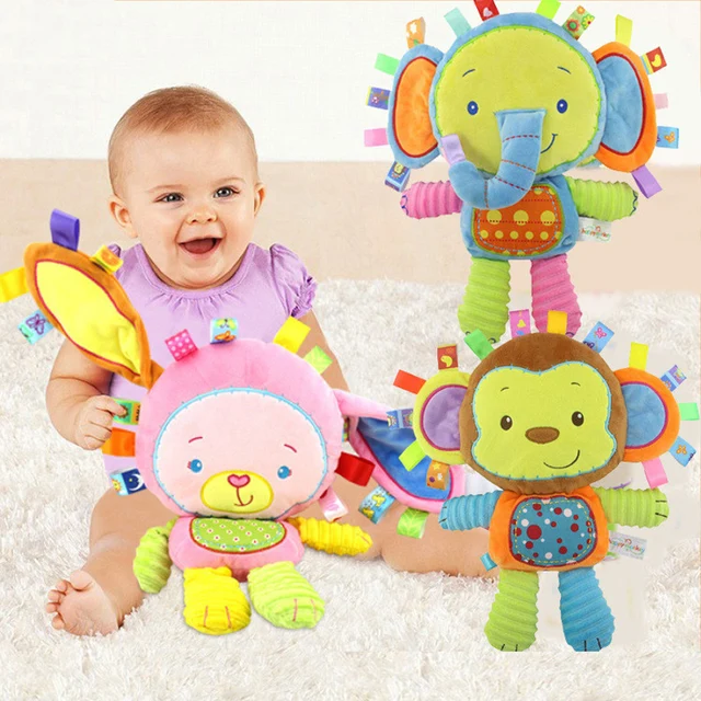 New Cartoon Animal Baby Doll Plush Rattle Toy 0-36 Months Soft Cloth Infant Toddler Newborn Early Educational Mobile Toys Gifts 1