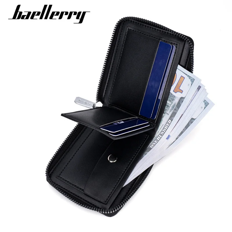 New men's short wallet retro multi slot zipper card bag