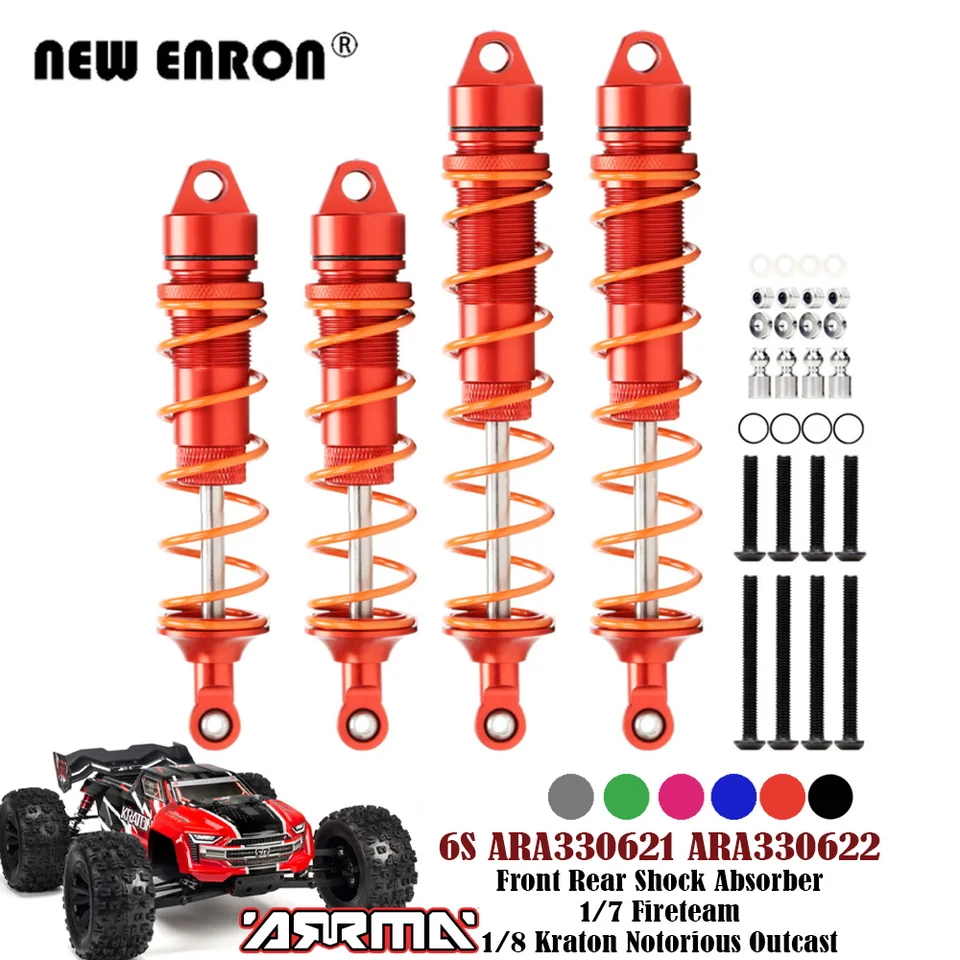 RCAWD Set Di Ammortizzatori In Alluminio Per Arrma 1/7 1/8 Mojave/Outcast/Notorious/Typhon/Talion - 4 Pezzi (Rosso)