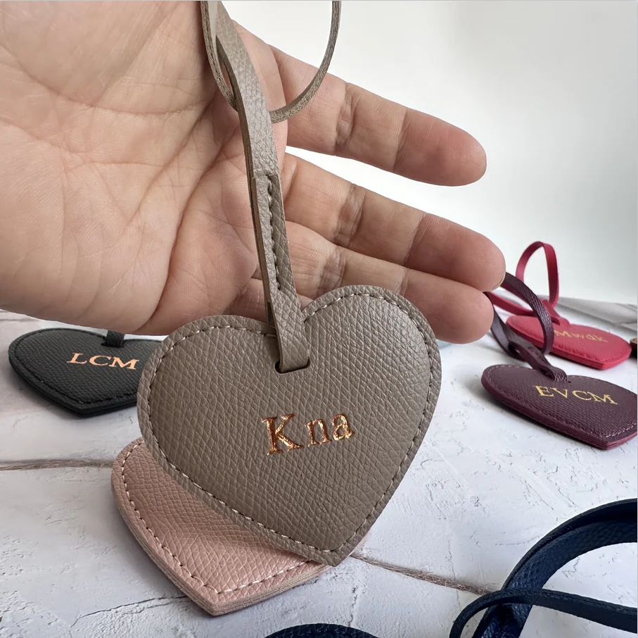 Leather Five-Pointed Star Keychain Pendant Free Custom Initals Car Key Star Decoration Pendant Bag Accessories