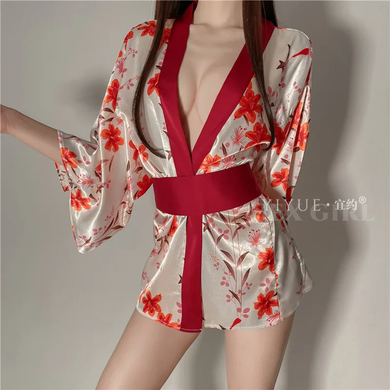 

Satin Robe Female Bathrobe Japanese Style Kimono Dress Bride Dressing Gown Sleepwear Night Grow Pajamas Cospaly Party Clubwear