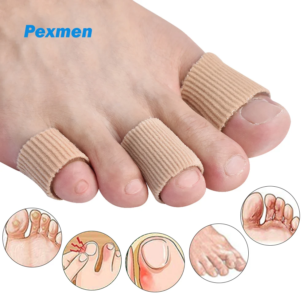 Pexmen Toe Tubes Fabric and Gel Lining Big Toe ProtectorToe Sleeves for Callus Corn Blister Pain Relief Foot Care Tool pexmen toe tubes fabric and gel lining big toe protectortoe sleeves for callus corn blister pain relief foot care tool