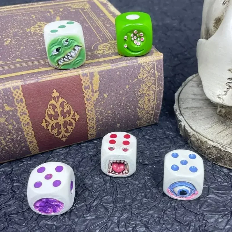Resin Monster Face Dice Set Halloween Tabletop RPG Board Game Props for Dungeons & Dragons TTRPG Dice Collection