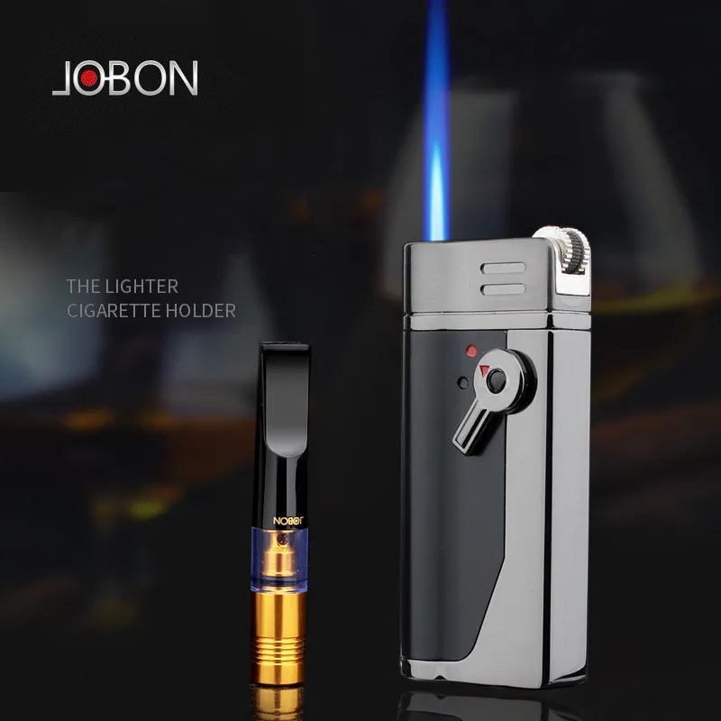 JOBONMetalButaneGasLighterOutdoorWindproofBlueFlameTorchTurbo