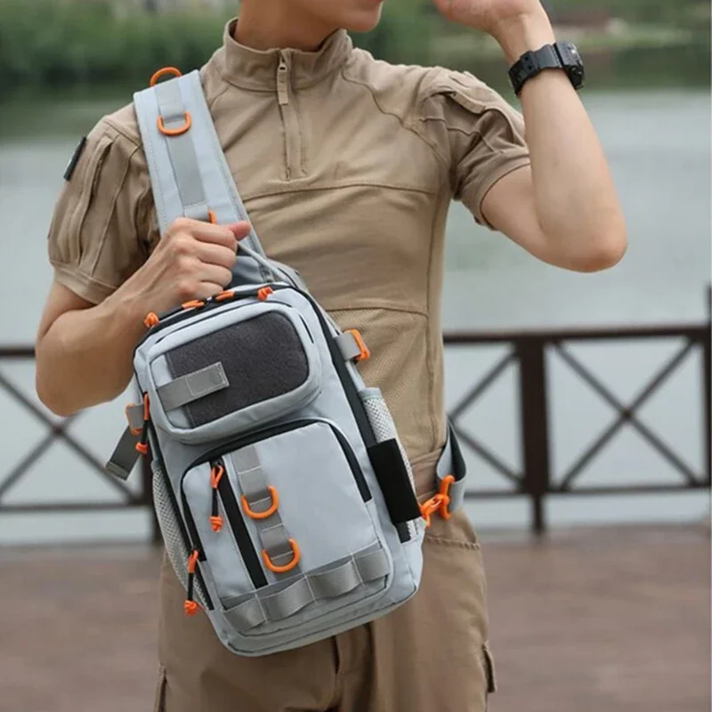 Men Fishing Tackle Bag Single Shoulder Crossbody Tactical Bags Waist Pack Fish Lures Gear Utility Storage Fishing Box Chest Bag