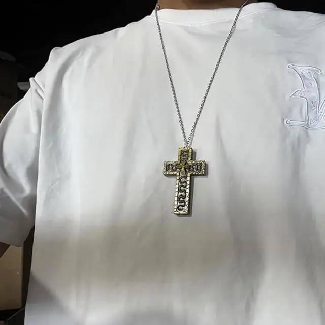 Squids Necklace Gae - Unique Cross-Shaped Pendant With Secret Copartent, Antique 3D Printed