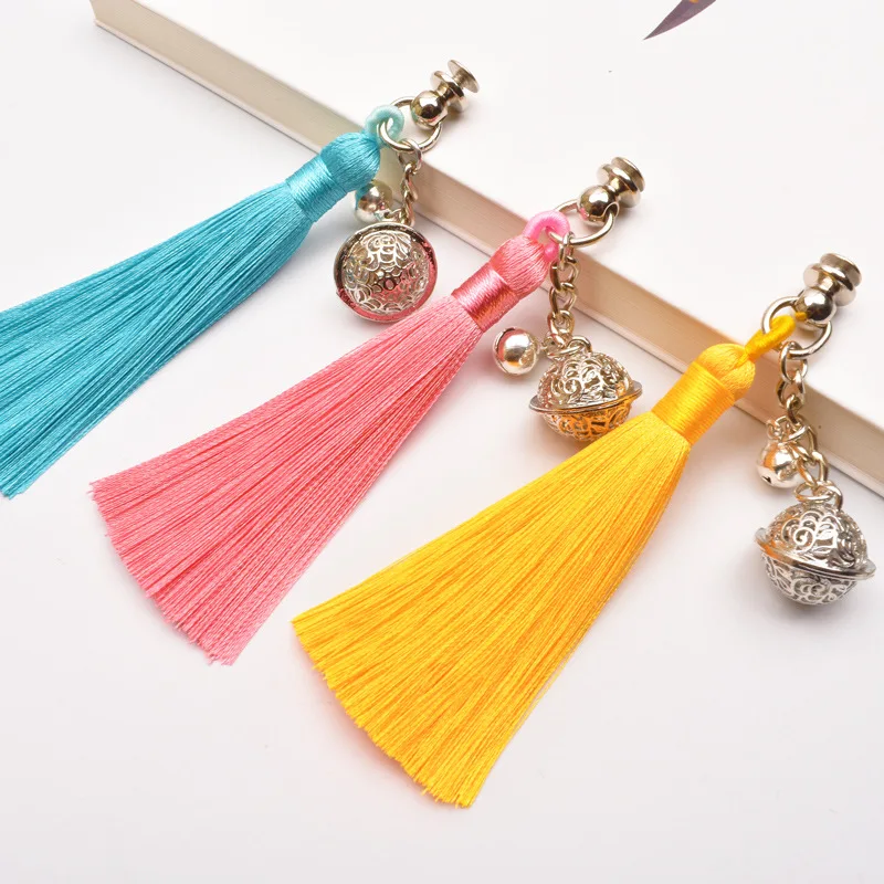 

8cm Alloy Bell Hanging Tassel for Mobile Phone Pendant DIY Keychain Tassels Pendants Fringe for DIY Key Rings Craft Supplies
