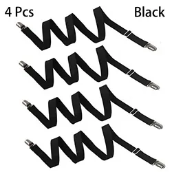 4-Piece Double Clip Sheet Fasteners - Versatile Non-Slip Adjustment for Sheets and Sofa Covers (Black)
