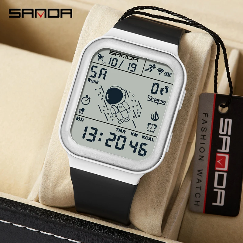 

SANDA 6101 Step Calorie Electronic Outdoor Sports Waterproof Astronaut Series Junior Student Watch Men's Digital Wristwatches