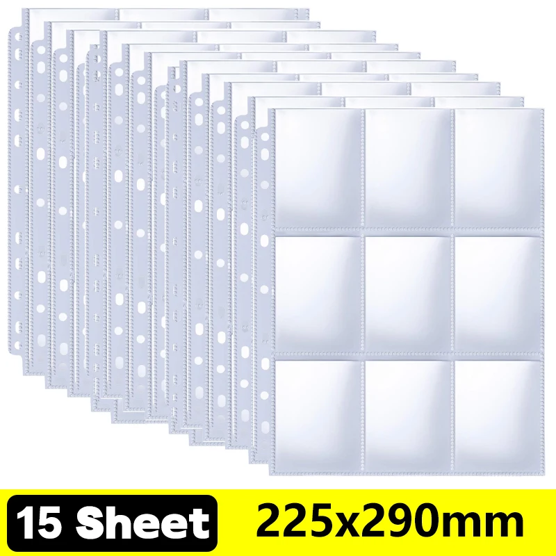 A4 Size 9-Pocket Double-Sided Trading Card Album Binder with Storage Sleeves