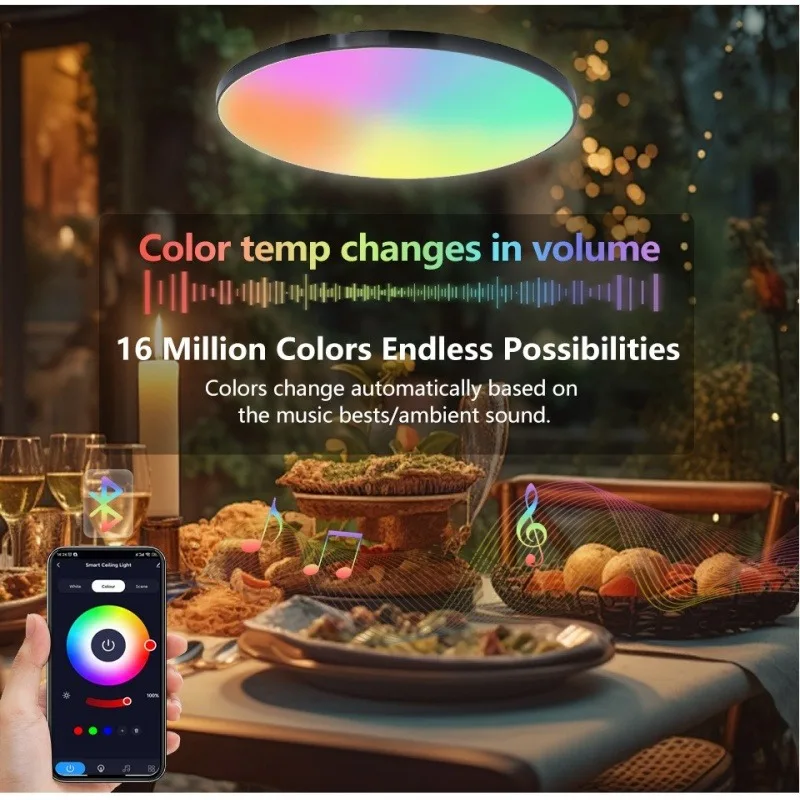 Smart Tuya Ceiling Light WIFI 38cm Round RGB APP Remote Dimming Alexa Google Voice Bedroom Living Room Decor LED Ceiling Lamp