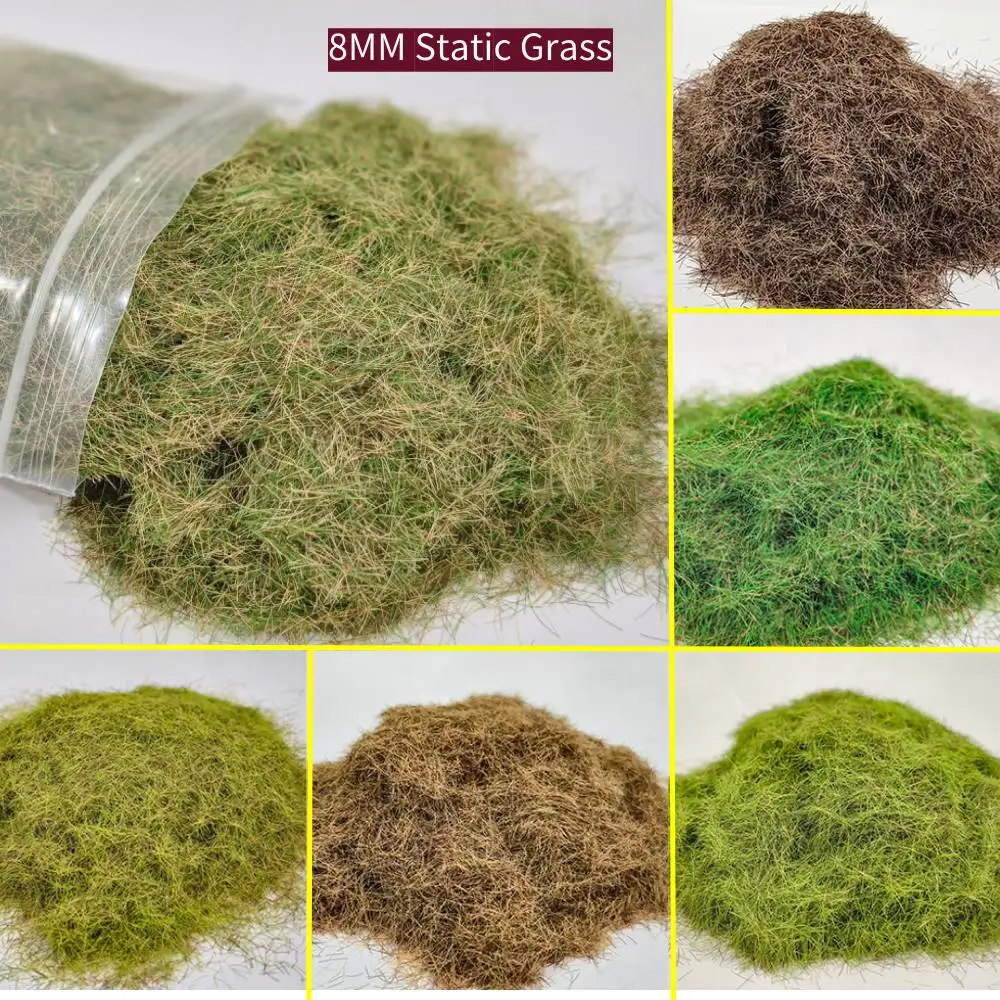 Künstliche statische Miniatur-Grasnadel, 8 mm, Grasbüschel für Sandtisch, Landschaft/Eisenbahn-Zug-Layout/Wargame-Landschaft/Diorama 30 g
