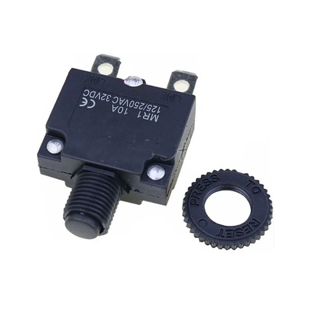 

10 Amp DC Circuit Breaker Push-Button Reset with Quick Connect Terminals and Waterproof Button Cover