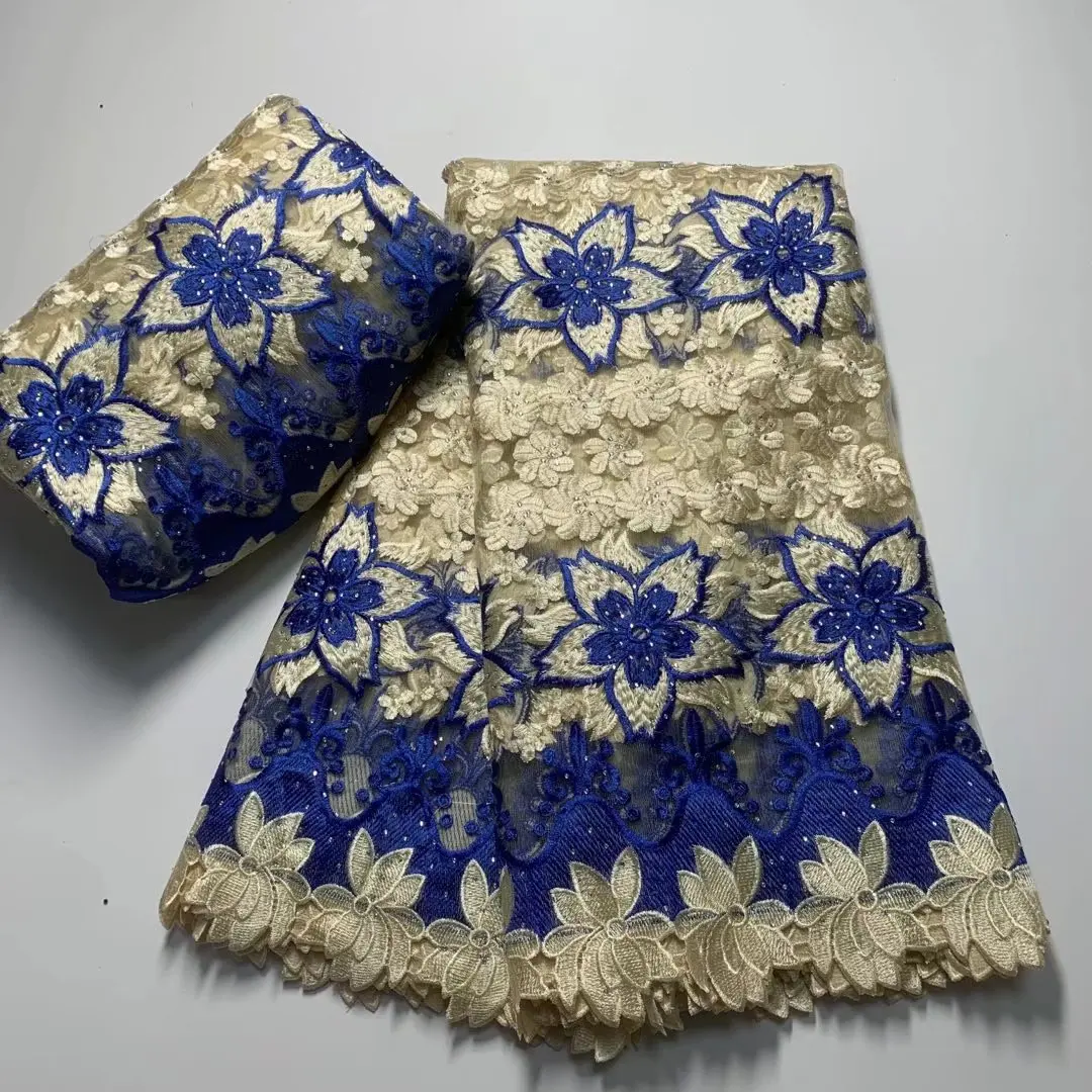 2022 High Quality African Lace Fabric With Stones African Embroidery Guipure Lace Fabric For Nigerian Net Lace Women Dress 