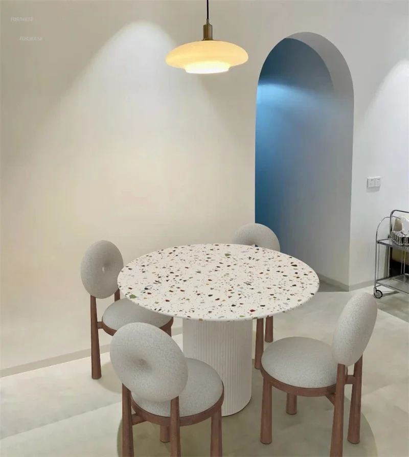 Description Picture 4 of itemNordic Minimalist Slate Dining Tables Small Apartment Dining Table and Chair Set Light Luxury Household Solid Wood Round Tables