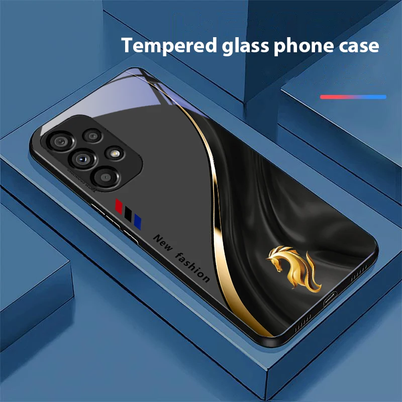 Starlight Zodiac Black Tempered Glass Phone Case with Hard Shell