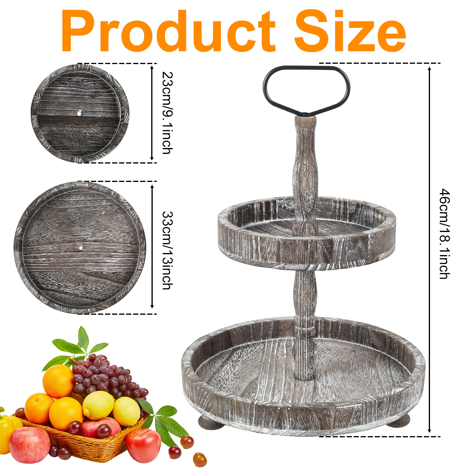 Wood Cake Stand Fall Tiered Tray 2Tier Wood Tray Farmhouse Table Decor Detachable Serving Cupcake Display Kitchen