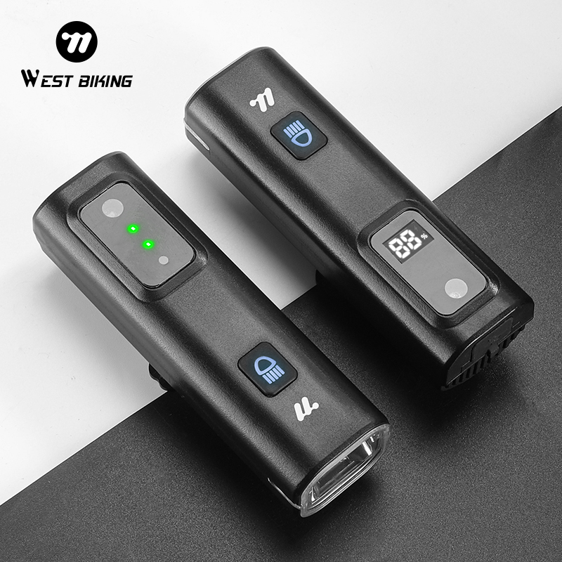 WEST BIKING Bike Intelligent Light Sensing Headlights Battery Indicator Headlamp MTB Road Bicycle Rechargeable LED Flashlight