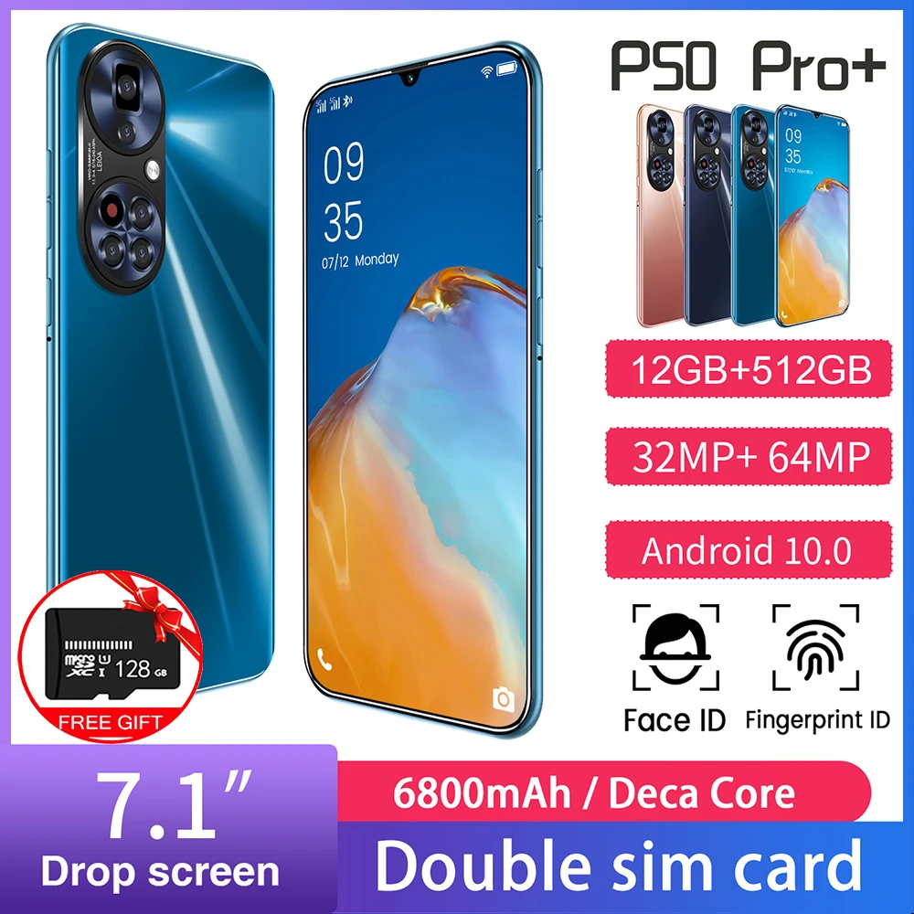 P50 Pro+ 7.1&quot Smartphone Global Version 5G Mobile Phones 16+512GB 6800mAh Andriod10 Dual SIM Celualr MTK6889 Unlocked Cell Phone |