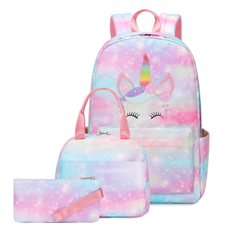

Waterproof Unicorn School Backpack Set para adolescentes, saco leve para meninas, estudantes, crianças, crianças, moda