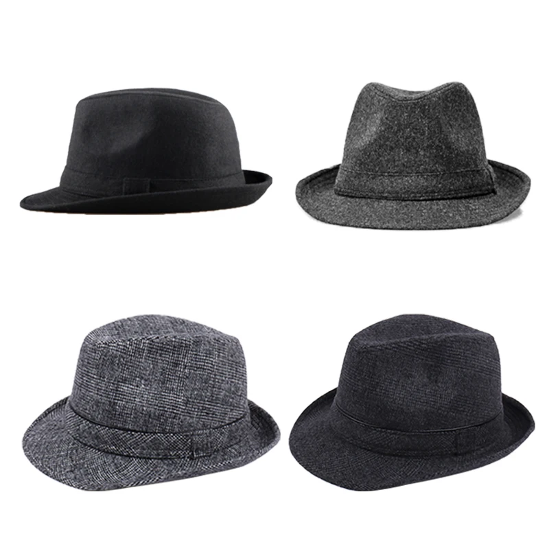 

Winter Classic British Vintage Fedoras Top Jazz Hat Hats Classic Version Chapeau Gentlemen Woolen Cap Middle-aged Elderly Men