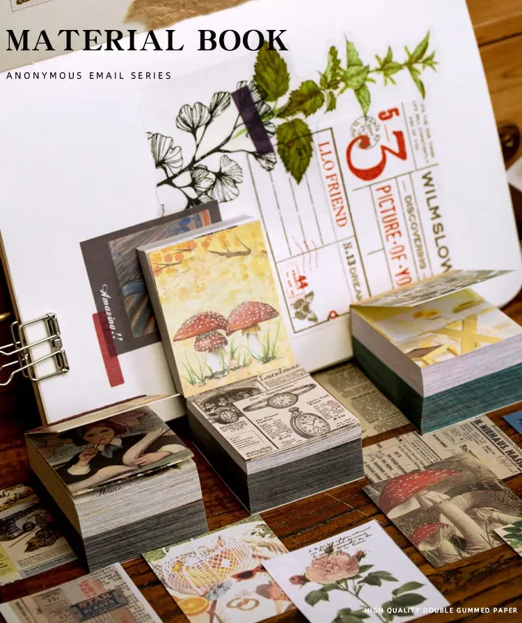 Backing Paper 200pcs Sulfuric Acid And 200pcs Special Paper Material Book Anonymous Mail Series Vintage Fresh Literary Handbook Backing Paper
