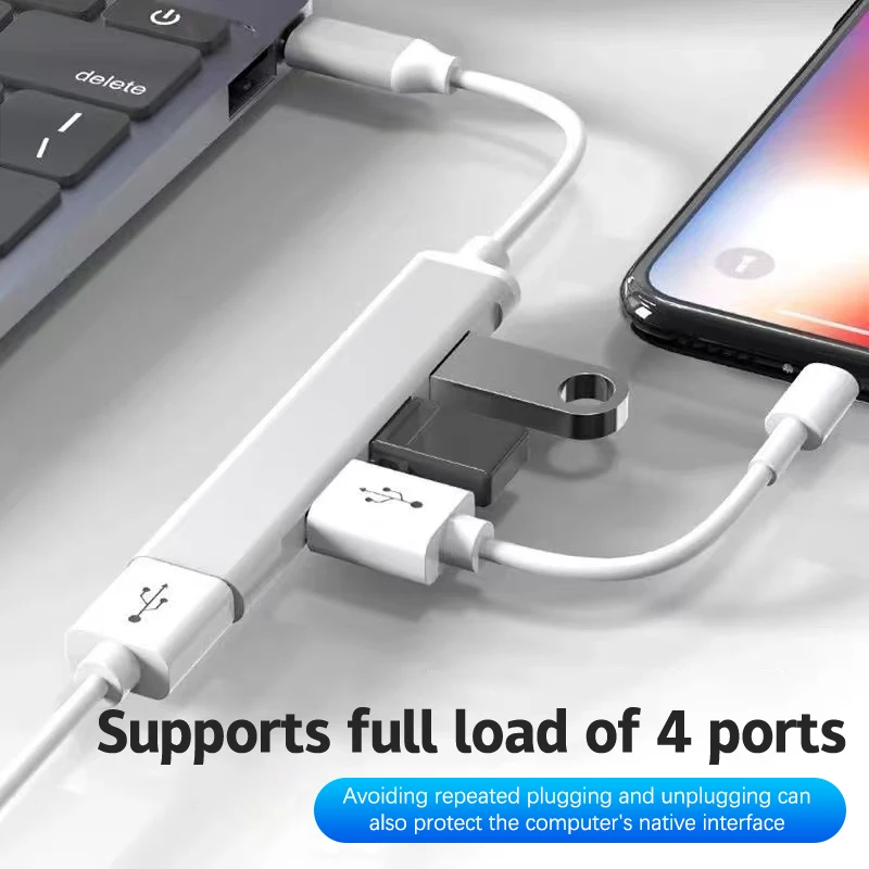 PC 컴퓨터 액세서리용 USB 3.0 허브, 고속 C타입 분배기, 멀티 포트 허브, 4 USB 3.0 2.0 포트, 5Gbps