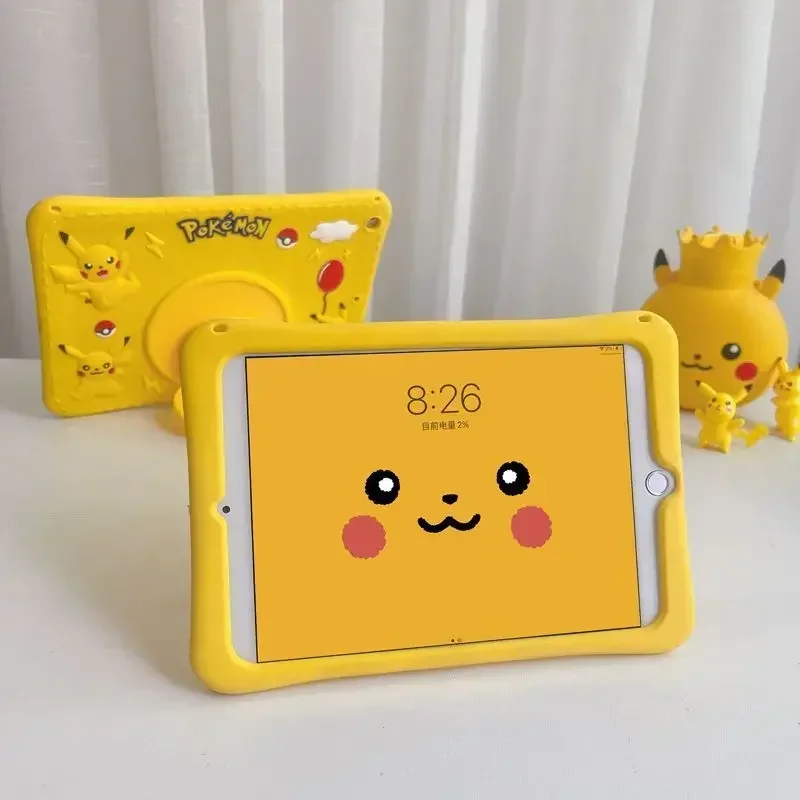 Anime Pokemon Pikachu Ipad Case for Ipad 10.2 2020 Air 10.9 Ipad 2/3/4 Case Pro 10.5 10.2 Shockproof Silicone Case Cover Gift