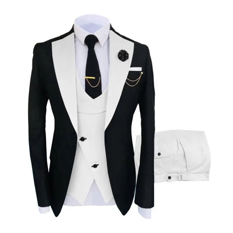 

Boutique high-end men's (suit + vest + trousers) business banquet host clothing bridesmaid dress groom wedding three sets