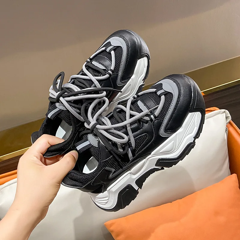 Lace up Wedge Platform Shoes For Women Casual Chunky Sneakers Female Fashion Warm Walking Shoes Trainers Dad Shoes Woman 2023
