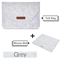Elegant Felt Sleeve Laptop Bag with Mousepad Gift - Fits 11 to 15 Notebooks for Internal 350x250 mm (Grey with Mousepad)