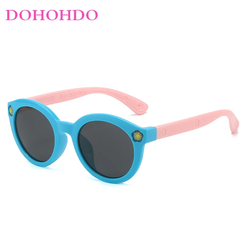 DOHOHDO Children Cute Cartoon Flower Heart Sunglasses Kids Round Glasses Baby Fashion Colors Sunglasses Boys Girls_voghion.com