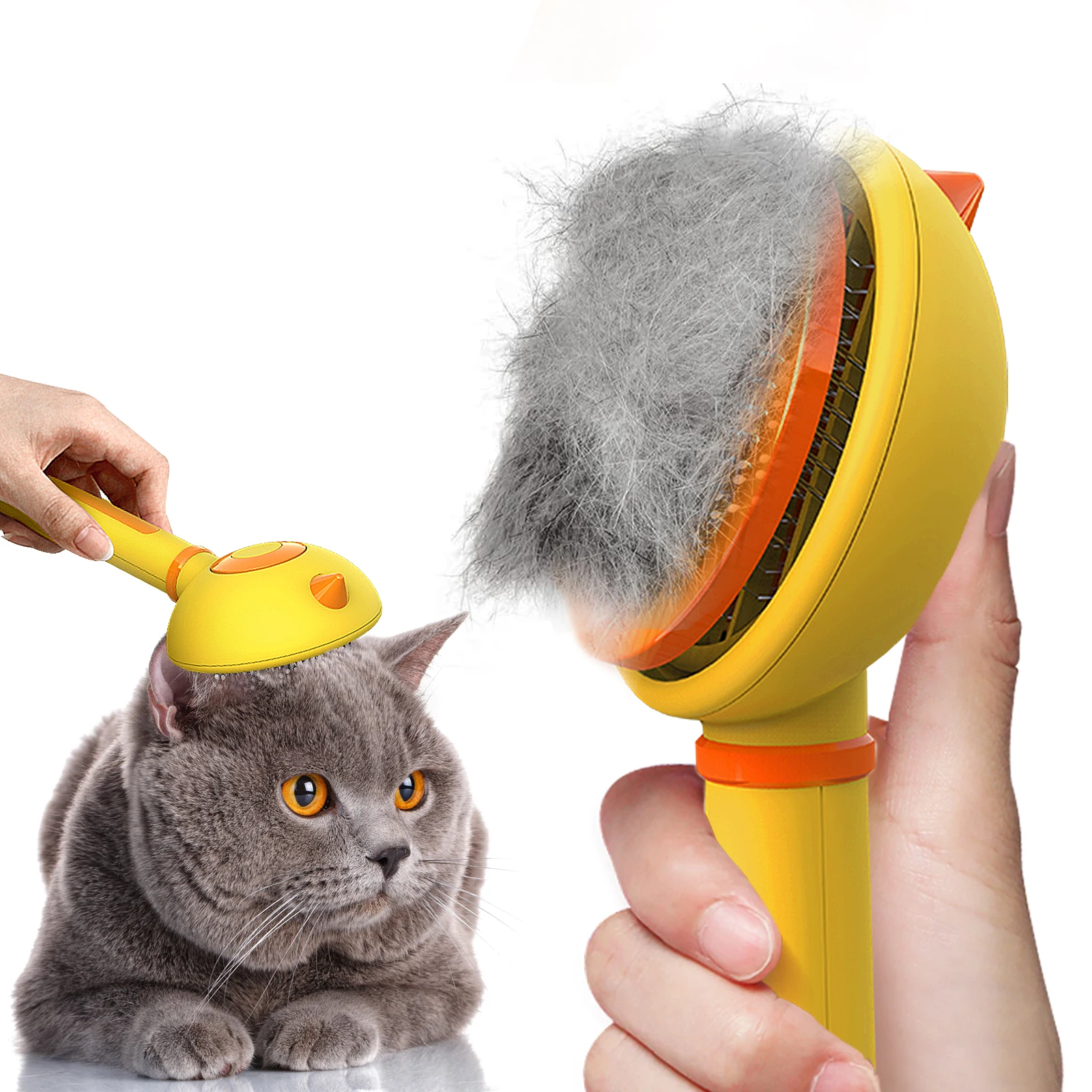 ProGroom Chick Pet Hair Brush Comb-Effortlessly Self-Cleaning, Gently Detangling, and Effectively Removing Loose Hair