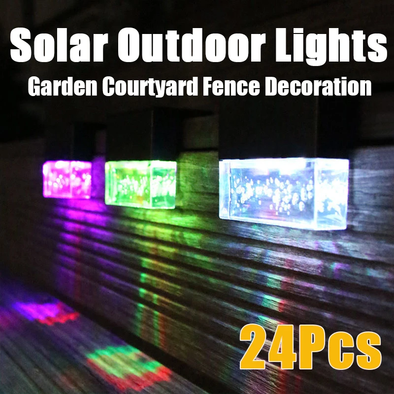 LED Solar Wall Lights Outdoor Waterproof Garden Step Lighting for Stairs Patio Pathway Yard Fence Deck Lamp Christmas decoration rgb led solar lights outdoor buried light garden decoration underground deck lamp ip65 waterproof sunshine powered led solar lam