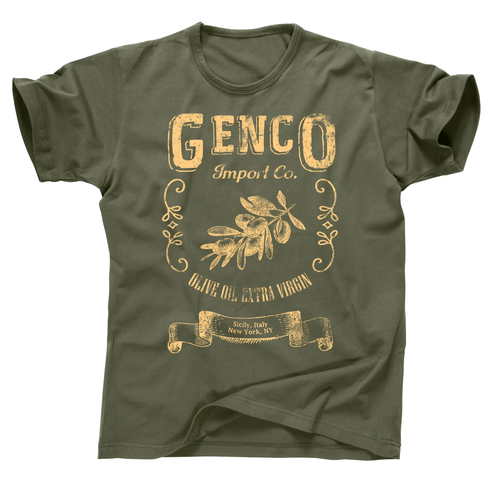 Genco Import Co Olive Oil The Padrino Trilogy Vito Michael Corleone Ny T Shirt Maniche Lunghe O Corte