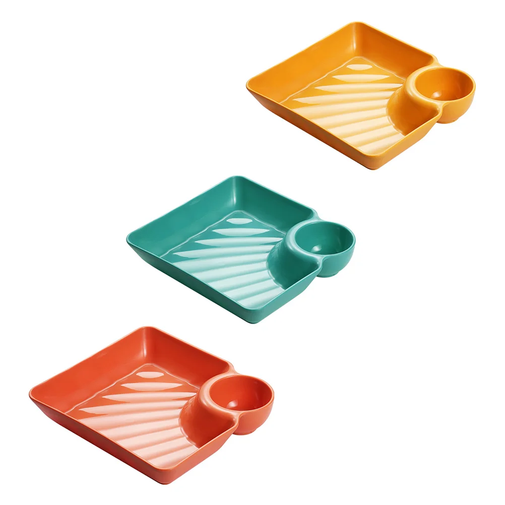 

3pcs Square Dumpling Serving Tray French Fries Plate Plastic Sushi Plate
