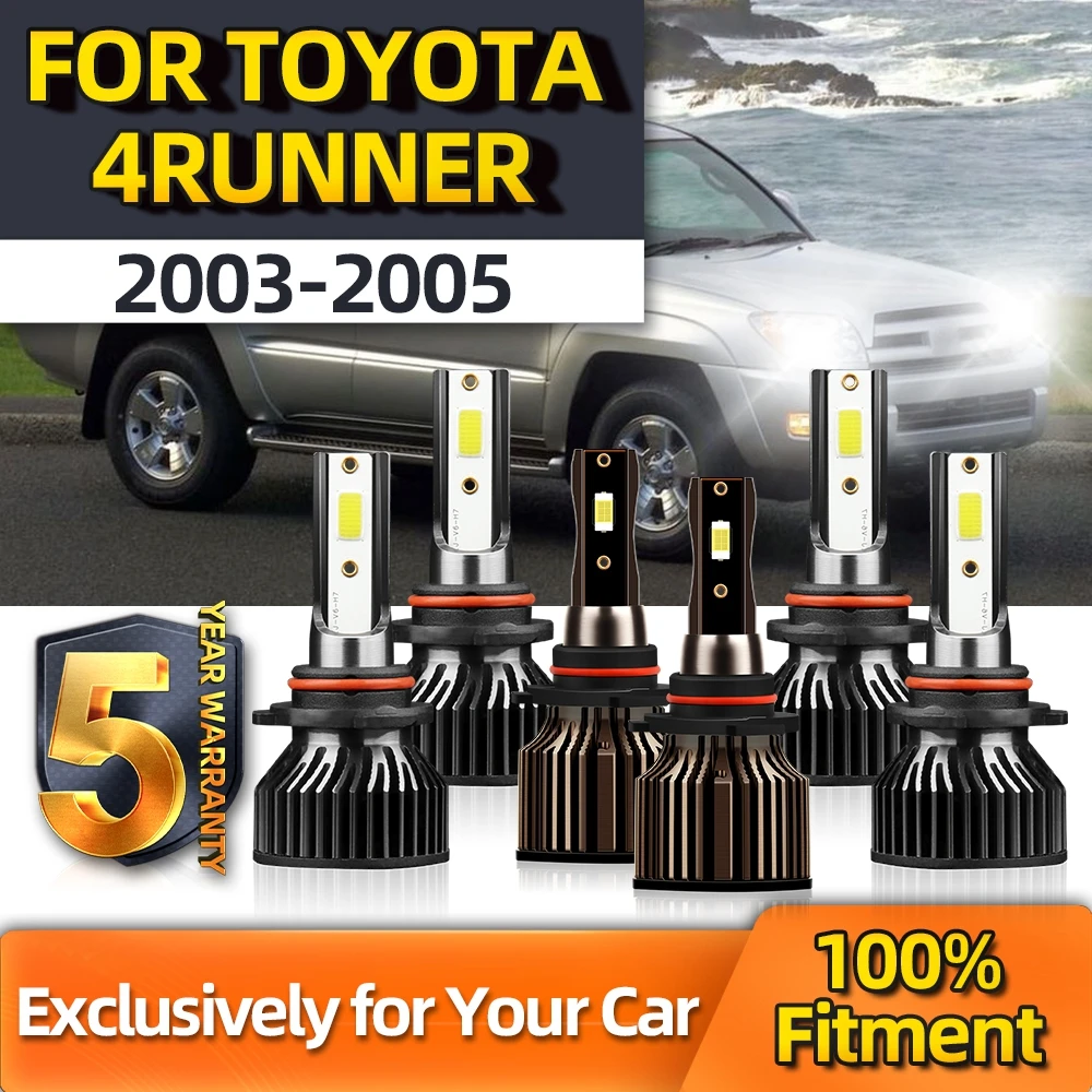 

TEENRAM For Toyota 4Runner Combo High Low 9005 9006 Fog Light 9006 LED Headlight 12V 6000K Shine White Kit 2003 2004 2005