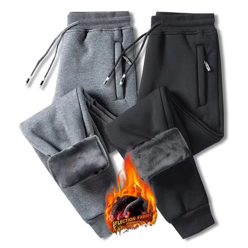 

Autumn and Winter Plush Pants for Men's Warm Small Foot Guard Pants Thickened Casual Sports Straight Leg Pants