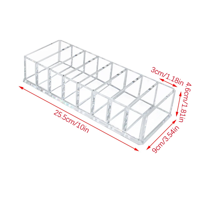 1/2PCS 8칸 투명 아크릴 립스틱 네일 폴리쉬 보관함 화장품 메이크업 브러쉬 도구 메이크업 브러쉬 홀더 테이블 정리함