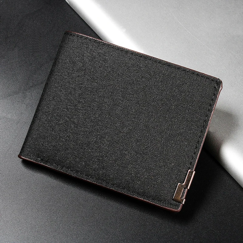 Denim Leather Slim Wallet with Coin Purse and Card Holder